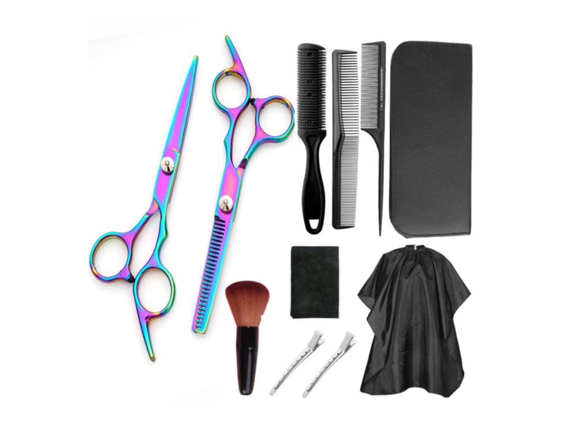 Conjunto De Tijeras De Corte De Pelo 11 Piezas Cepillo Peine Acero Inoxidable Para Peluquerías