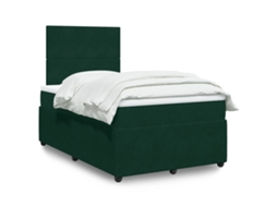 Vidaxl Cama Boxspring Com Colchão 120x190 Cm Veludo Verde-escuro