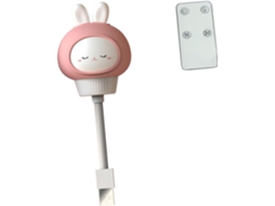 Luminária Noturna Coelho Rosa, 1 Unidade, Abs, Alimentação Usb