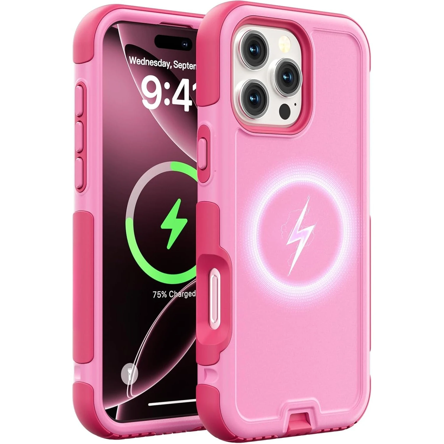 (rosa, Iphone 14 Pro Max) Capa Magsafe Reforçada Para Celular Com Carregamento Magnético, Proteção Contra Quedas