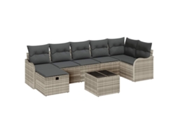 Maison Exclusive - Conjunto De Sofás Com Almofada 8 Pcs Cinzento-claro Vime Pe