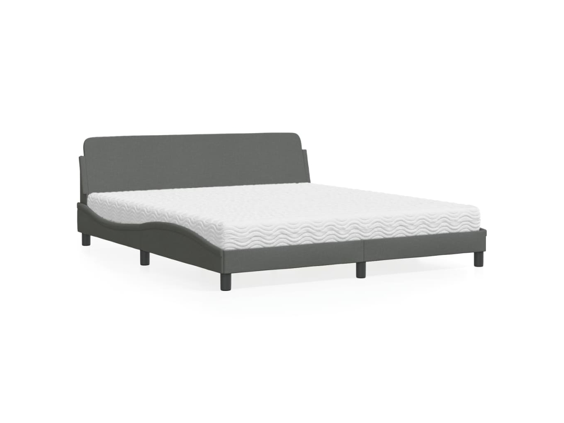 Vidaxl Cama Com Colchão Dover 180x200 Cm Tecido Cinzento-escuro