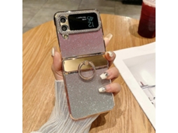 Capa Para Celular Samsung Galaxy Z Flip3 5g Com Glitter E Efeito Céu Estrelado Em Policarbonato Eletrodepositado, À Prova De Choque E Com Anel De Fixa