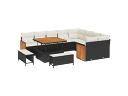 Conjunto 12 Conjunto De Sofá De Jardim Vidaxl Preto Vime Pe (286 X 234 X 85 Cm)