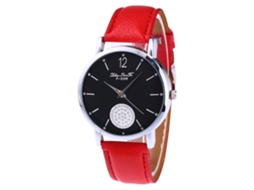 Relógio de Pulso Analógico com Quartzo Pulseira Pu Classic Dial Presente para Mulheres (vermelho)