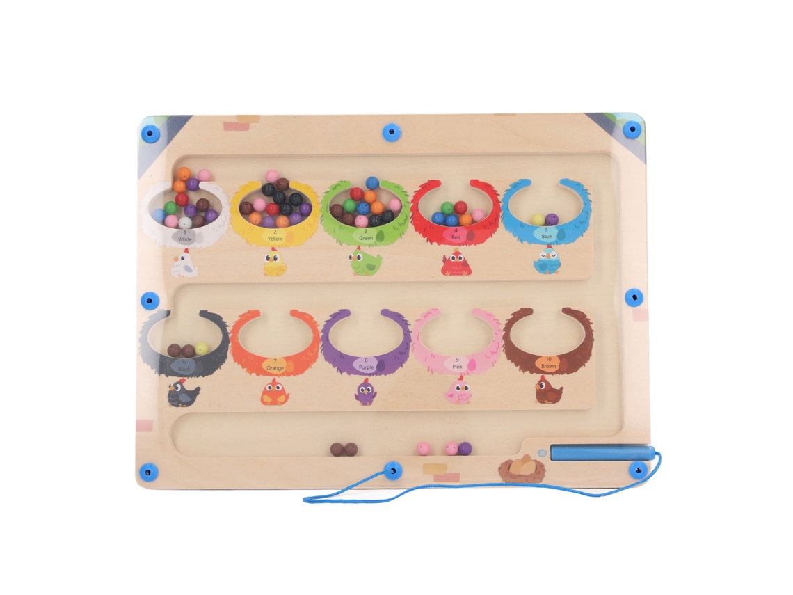 Walshlxq juguete Laberinto Magnético de Madera para Reconocimiento de Colores Y Conteo Con Perlas de Doble Cara