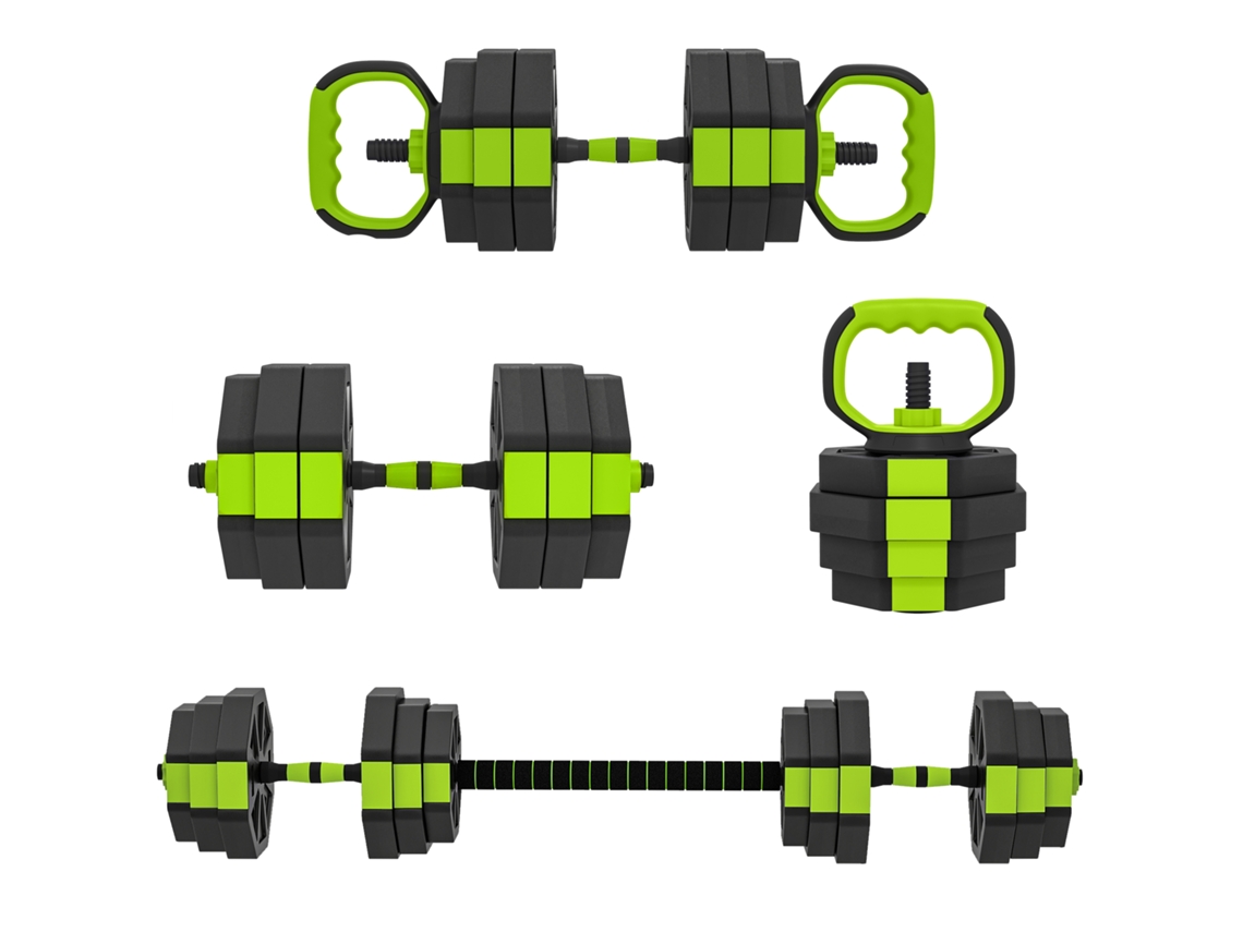 Jogo de Halteres Ajustáveis 25kg 6 em 1 como Kettlebell, barra, suporte para Flexões equipamento de Musculação para Academia em Casa BTFORUS