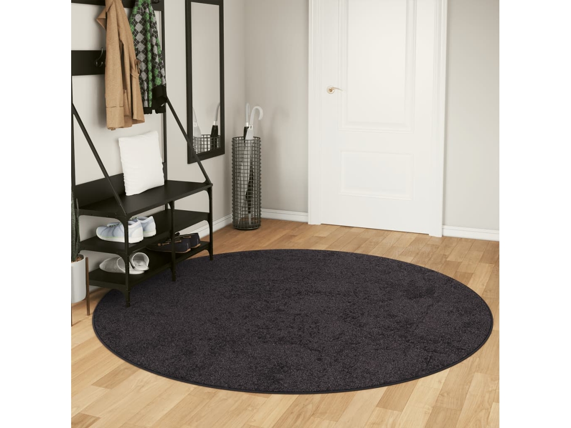 Vidaxl Tapete Lavável Ø 200 Cm Antracite