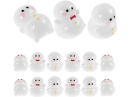 Conjunto 18 Miniaturas Bonecos Resina Decoração Inverno Sortimento Criativo Enfeites Natal Versáteis GOKOCO