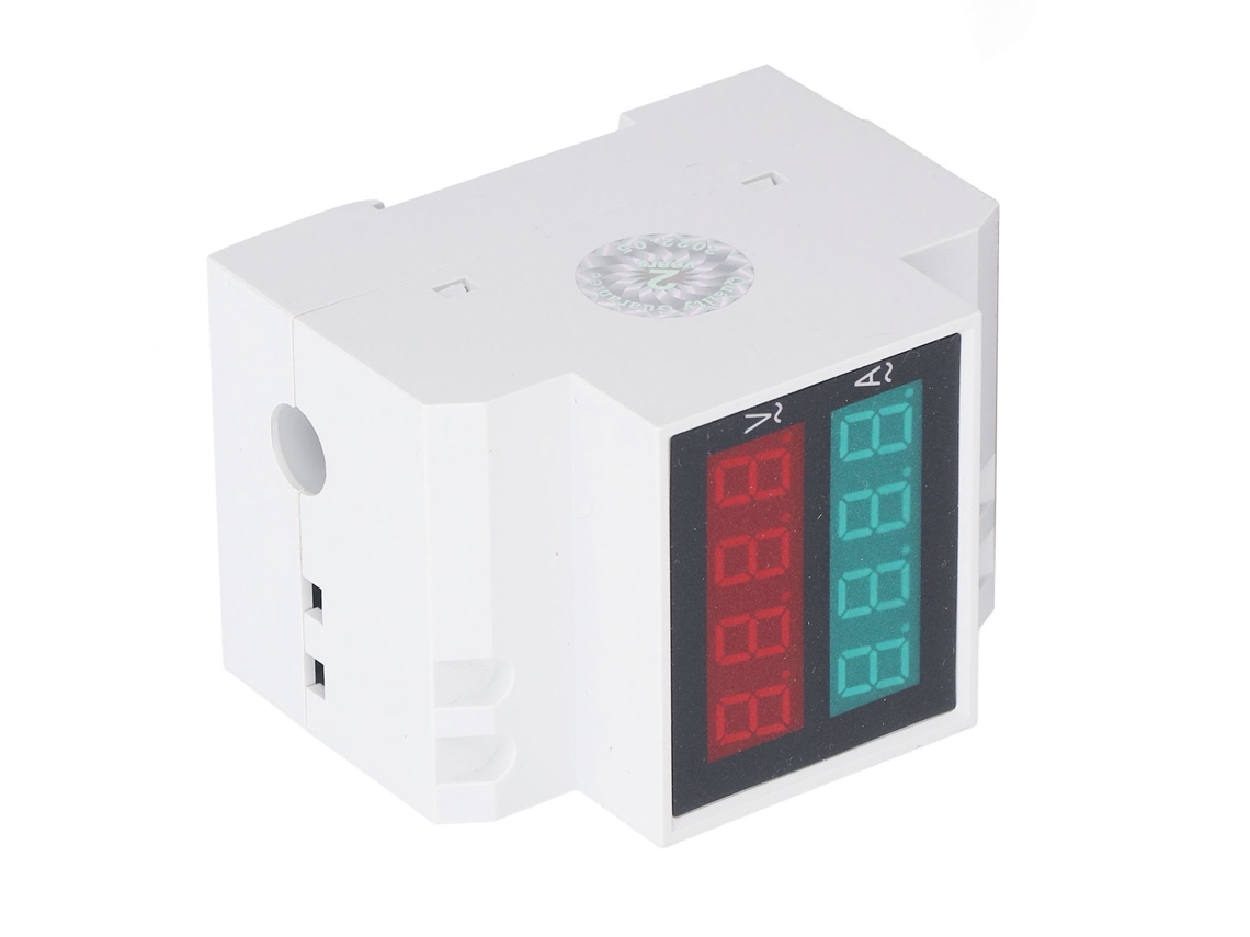 Dispositivo De Proteção Contra Tensão Alta/baixa Com Recuperação Automática, 80‑300v, 0.1‑99.9a, Display Led De Tubo Digital 0.5in, Fixação Din Rail