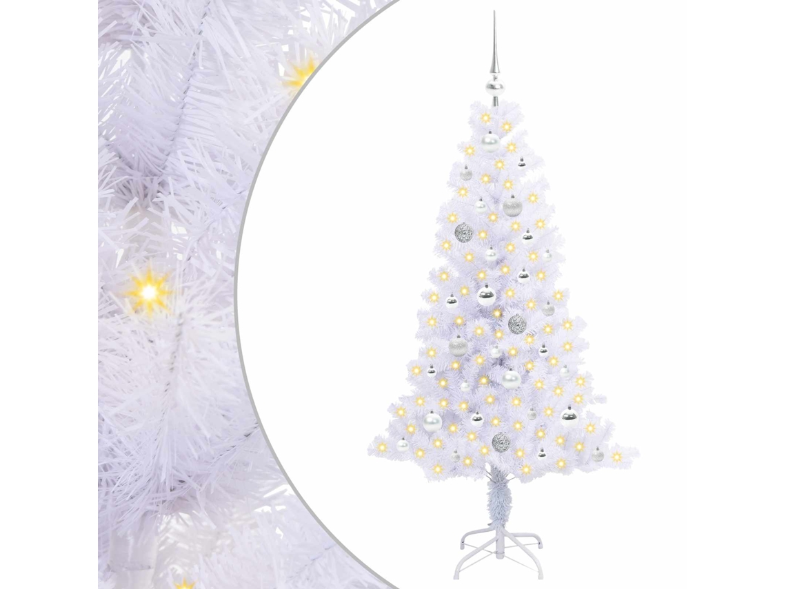 Conjunto 1 Árvore De Natal Artificial Vidaxl Branco Pvc (150 Cm)