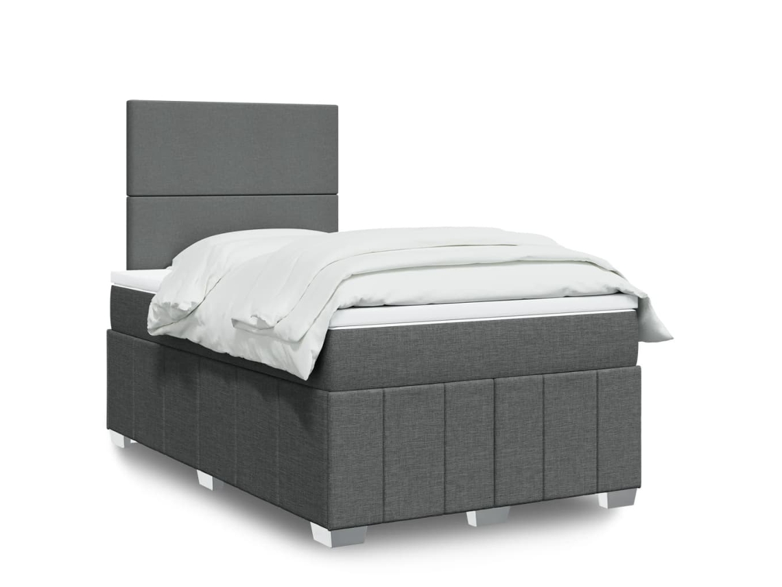 Vidaxl Cama Boxspring Com Colchão 120x190 Cm Tecido Cinzento-escuro