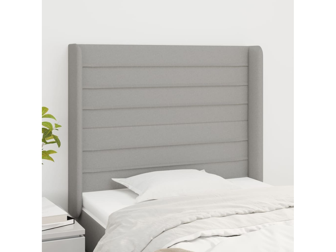 Vidaxl Cabeceira De Cama C/ Abas Tecido 93x16x118/128cm Cinzento-claro