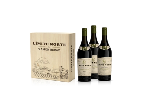 Caixa de madeira 3 garrafas Limite norte por Ramon Bilbao White BODEGAS RAMÓN BILBAO