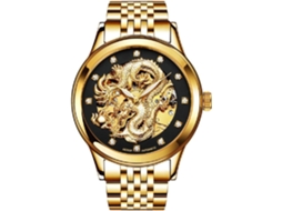Lurelia Relógio Mecânico Masculino, Automático, Resistente À Água 30m, Dourado