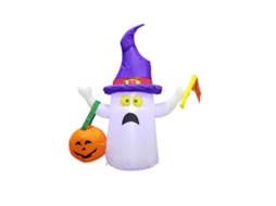 Decoração Jardim Halloween Fantasma Inflável Luz Abóbora