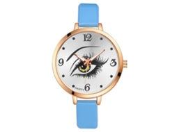 Reloj De Mujer Gaiety Analógico Cuarzo Con Correa De Pu Dial Redondo Patrón De Ojos Azul Cielo