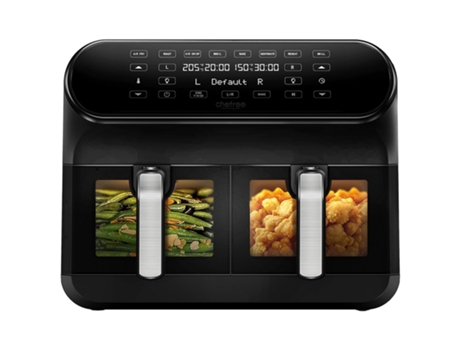 Fritadeira de Ar Condicionado CHEFREE AFW20 Dual com Janela de Visualização 8L Tamanho Família Antiaderente 8 Programas Inteligentes