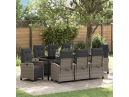 Vidaxl Conjunto De Jantar Para Jardim 9 Unid. Cinzeto Vime Pe