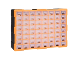 Conjunto 1 Multi-drawer Organiser, Multi-drawer Organisers Vidaxl Laranja Polipropileno (64 Gavetas)
