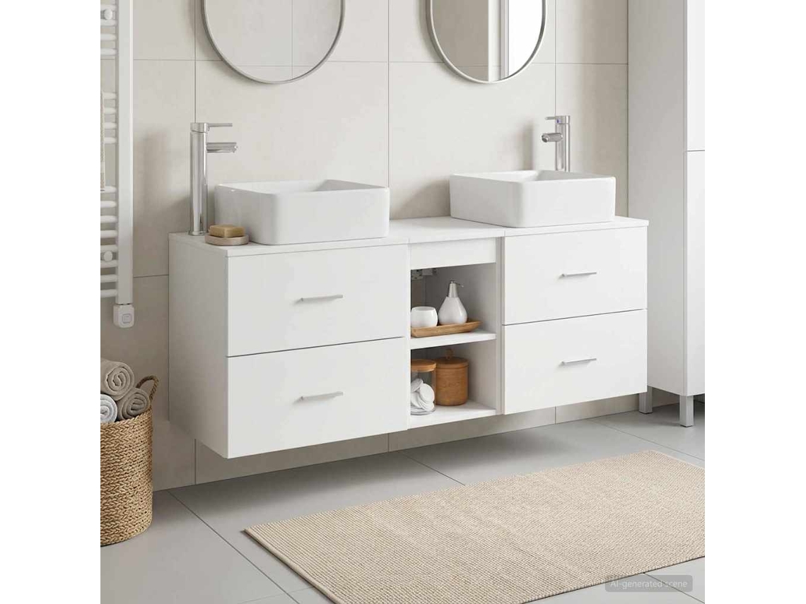 Vidaxl Conjunto De Armários Para Banheiro 3 Unid. Branco