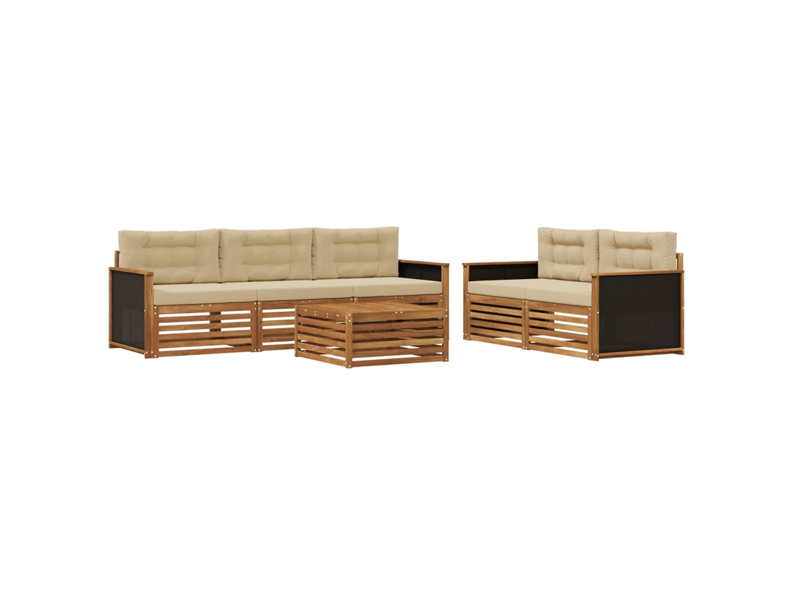 Vidaxl Conjunto De Sofás Para Exterior 6 Pcs Natural E Bege