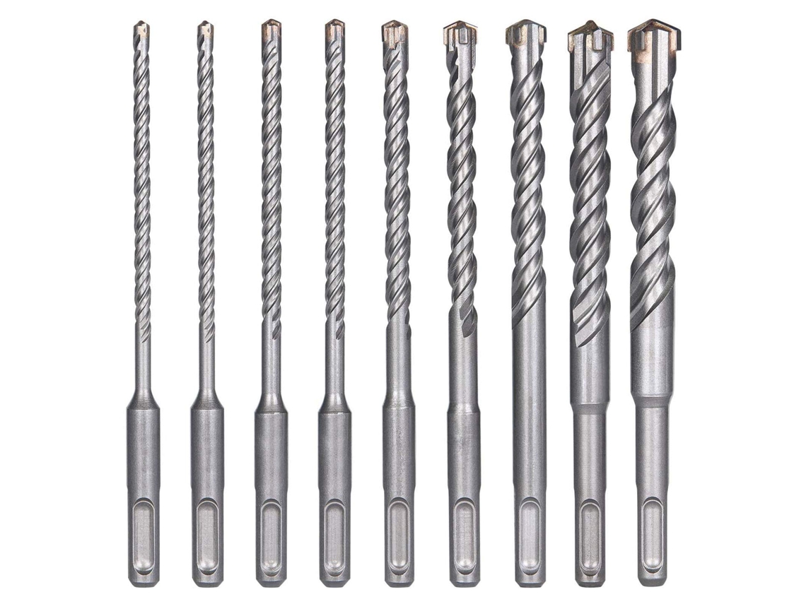 Jogo De 9 Brocas Sds Plus Para Concreto,aço E Pedra 5 A 16mm Perfuração Rápida E Precisão Garantida Btforus (160mm)