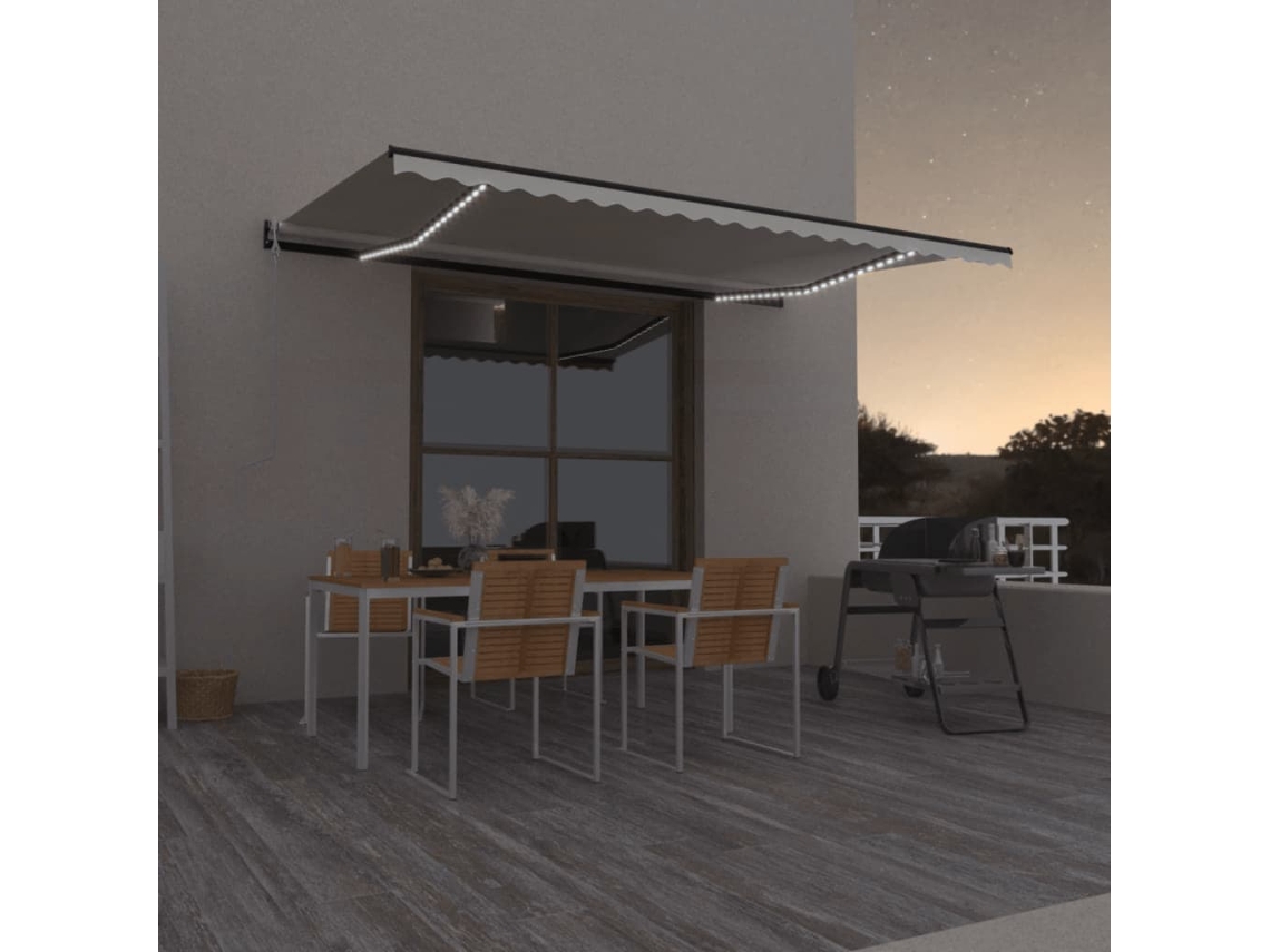 Vidaxl Toldo Automático Com Led E Sensor De Vento 500x300 Cm Cor Creme