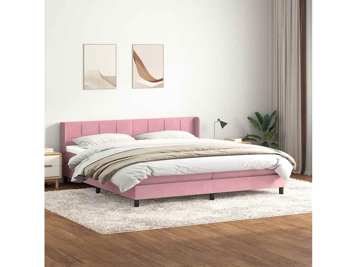 SYFAX™ Cama com Molas/colchão 180x210 Cm Veludo Rosa