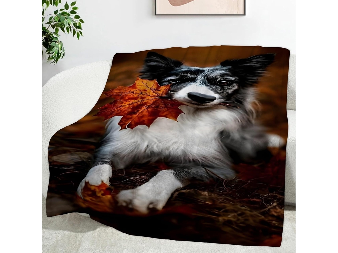 Manta Pastor Alemão com Folha de Bordo 180x200 Cm Multifuncional Macia e Aconchegante em Flanela para Cama Cob