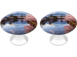 Conjunto De 2 Puxadores Aço Inoxidável Para Armários Cozinha, Personalizados Com Desenho De Cerejeiras Em Flor Do Monte
