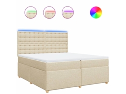 Cama com Molas/colchão 200x200 Cm Tecido Cor Creme MAISON EXCLUSIVE