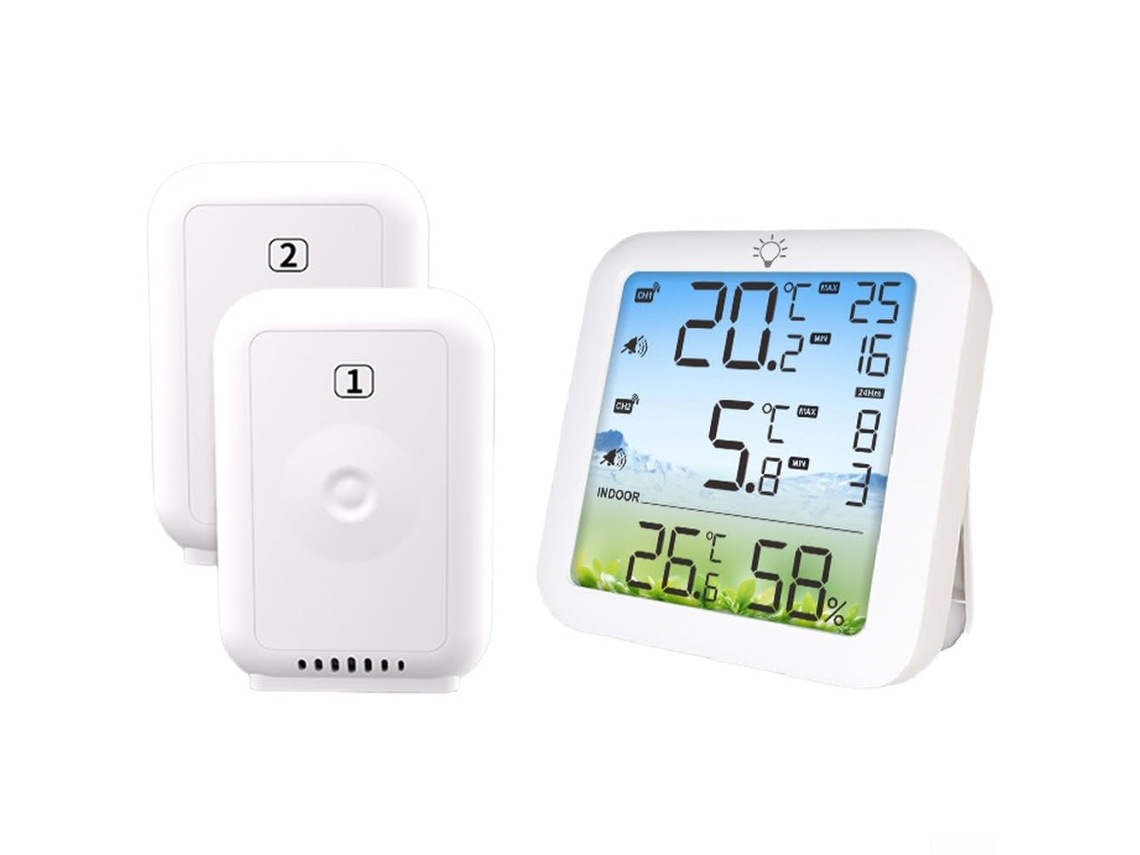 Termômetro Digital Para Geladeira Com 2 Sensores Sem Fio, Monitoramento De Temperatura E Umidade, Alarme De Temperatura
