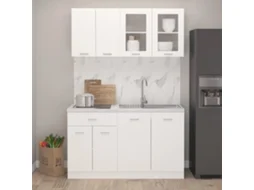 Vidaxl 4 Pcs Conjunto Armários De Cozinha Derivados De Madeira Lyon Branco