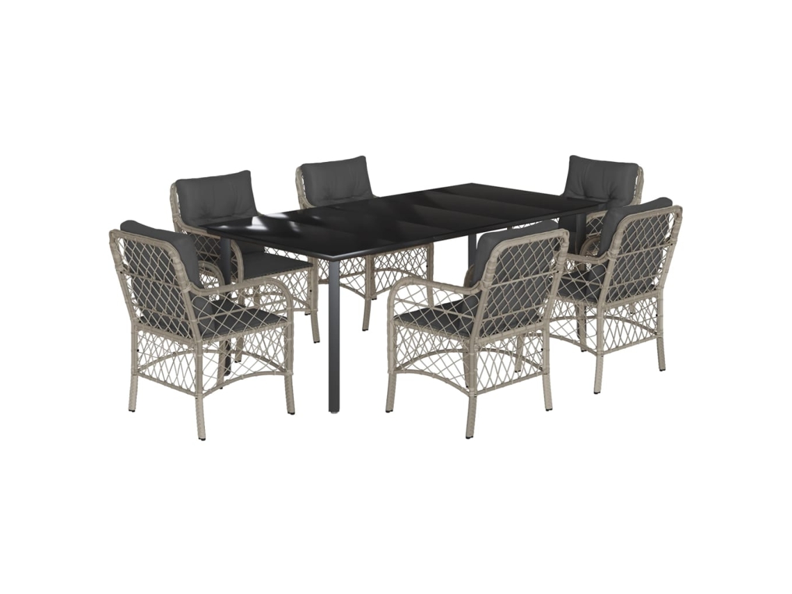 Garden Dining Set, Garden Dining Sets Vidaxl Cinzeto Rattan / Vime (mesa Com 200 Cm De Comprimento)