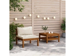 Vidaxl 2 Pcs Conjunto Sofás De Jardim C/ Almofadões Branco Nata Acácia
