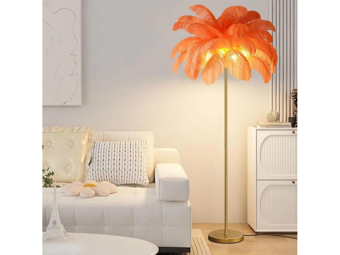 Luminária De Chão Com Penas Avestruz, Iluminação Residencial, Luminária De Cabeceira, Luminária De Pé Para Sala Estar