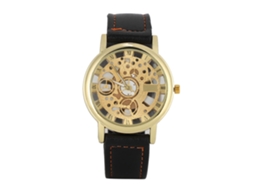 Reloj Hombre Moda Dial Redondo Cuarzo Simulación Mecánica Impermeable Casual