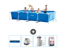 Piscina com Estrutura Retangular INTEX 450 X 220 X 84 Cm Azul Incluída Acessórios Cb53