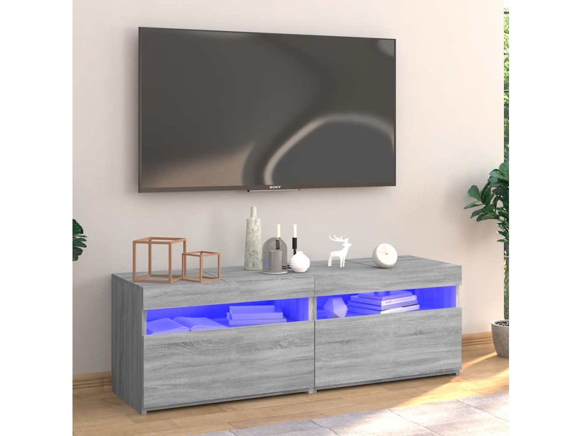 Vidaxl Móvel de Tv com Luzes Led 120x35x40 Cm Cinzento Sonoma