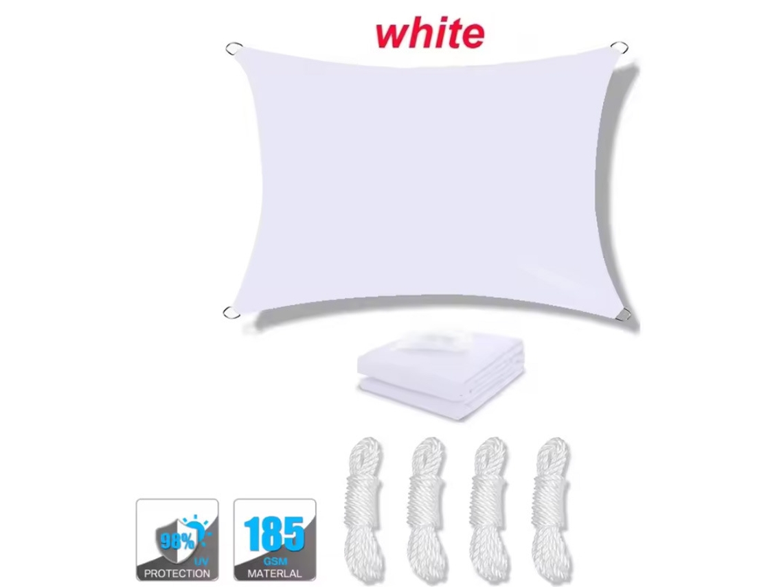 Toldo Vela De Sombra Impermeável E Proteção Uv Com Cordas Para Jardim E Pátio,branco/4x4m Gertiz