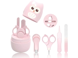 Kit de Manicure para Bebê 4 em 1 com Estojo Tesoura Alicate Lixa e Cortador de Unhas
