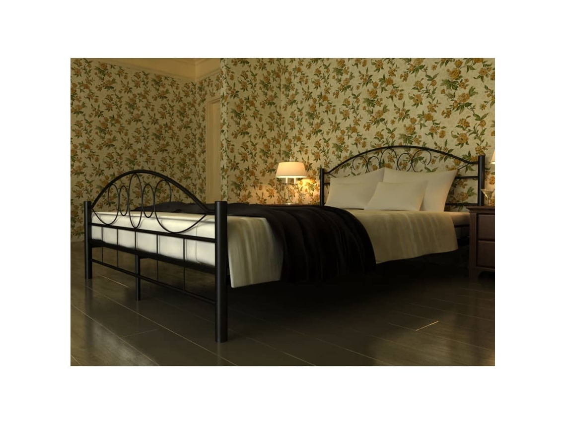 Cama Com Colchão 180x200 Cm Metal Preto