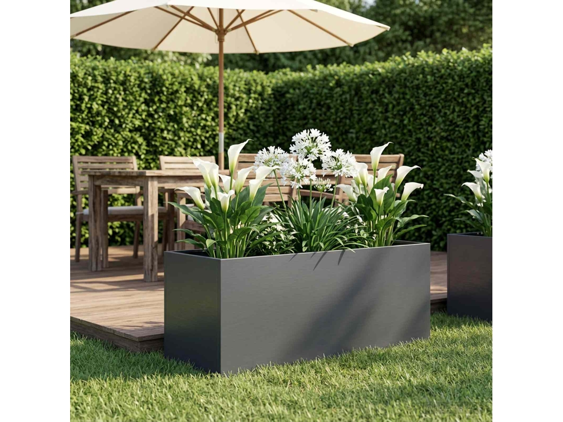 Vidaxl Vaso De Jardim Antracite 80 X 40 X 40 Cm Aço Laminado A Frio
