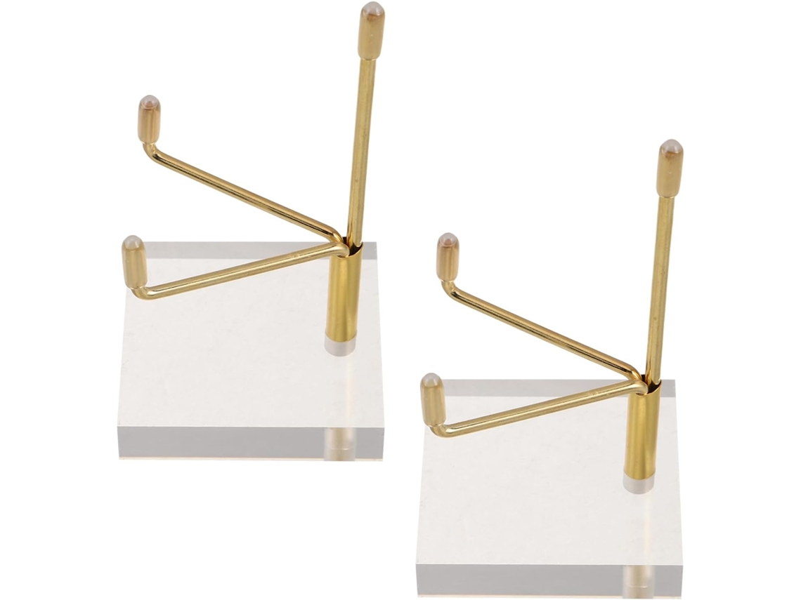 Suportes Ajustáveis Metal Dourado Exibição Cristais Cristal 50 Conjunto 2 Exibir Pedras Joias Coleções GOKOCO