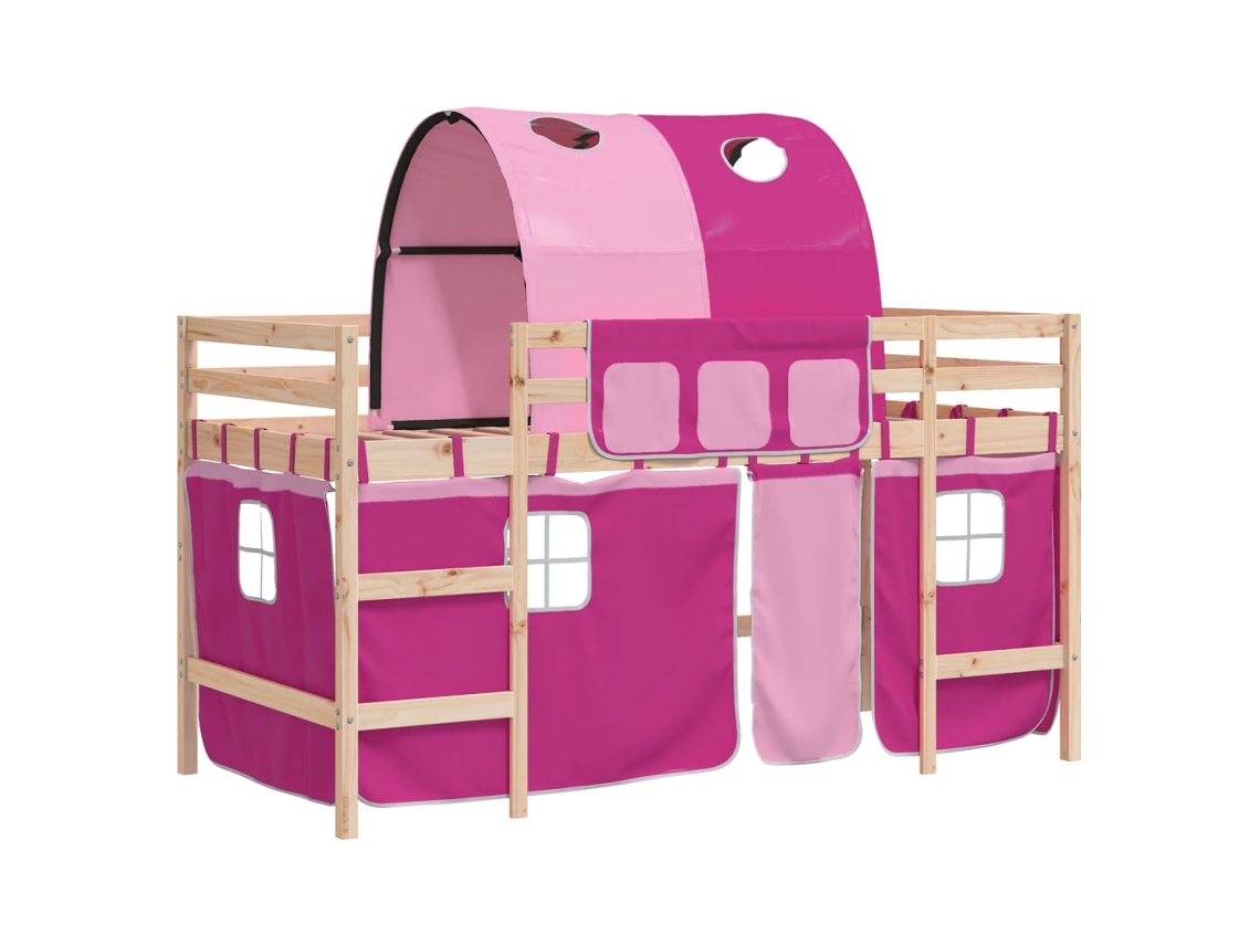 Cama Alta para Criança com Túnel 80x200 cm Pinho Maciço Rosa MAISON EXCLUSIVE