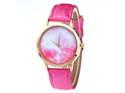 Relógio de quartzo elegante e casual para homens, presente estiloso (rosa e vermelho)