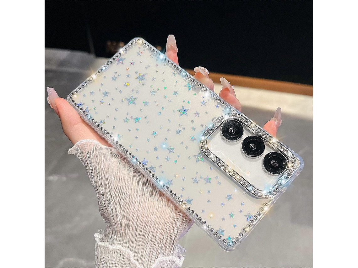 Capa De Celular Antiqueda De Tpu Com Glitter E Strass E 4 Cantos
