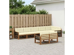 Vidaxl Conjunto De Sofás Para Exterior 8 Unid. Natural E Creme