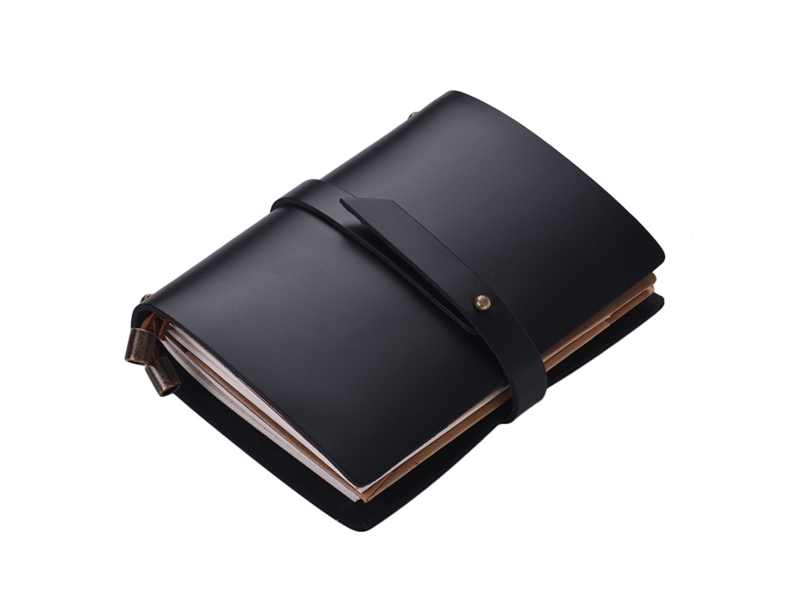 Diário de Viagem Portátil Diário de Couro para Escrever Caderno Recarregável Forrado em Branco Grade de Papel Bloco de Notas de Negócios Pre Preto